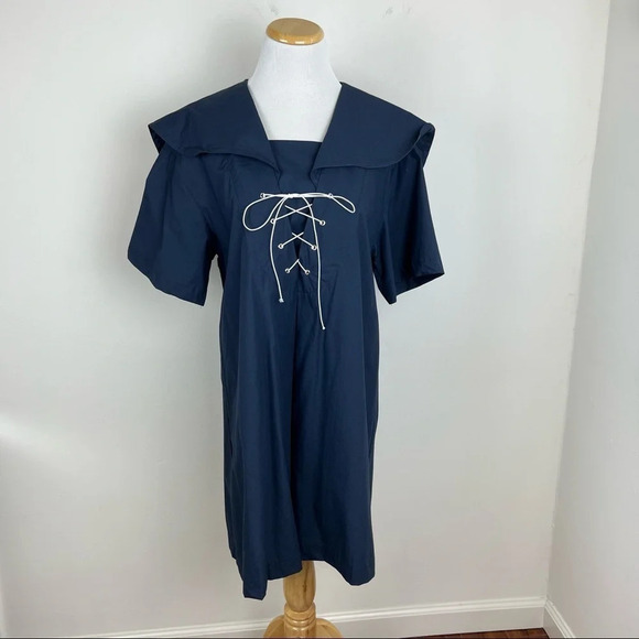 Storets NWT Tinsley Lace Up Sailor Dress Navy Blue Size S/M - Picture 7 of 15
